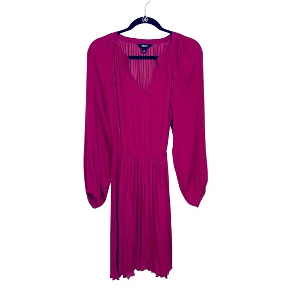 Simply Vera Wang Long Sleeve Elastic Waist Pink Fuchsia Dress Size: Medium - Picture 2 of 8